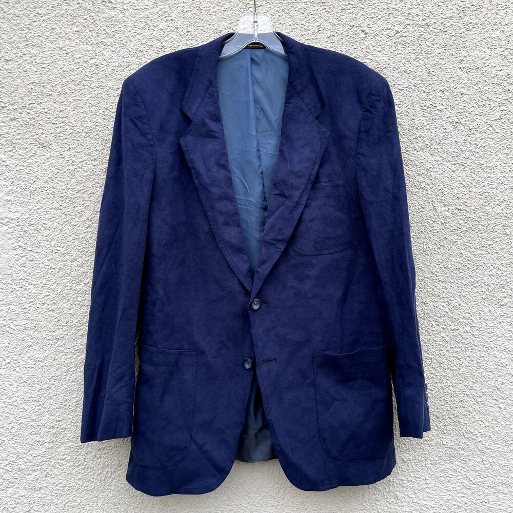 Vintage Blue Suede Saks Fifth Avenue Blazer Suit Sport Coat Mens Small